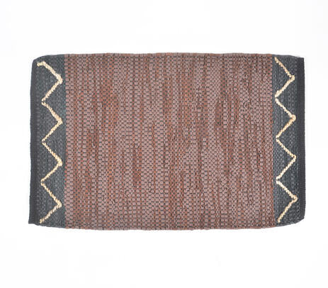 Handwoven Cotton Abstract Brown Durry IB