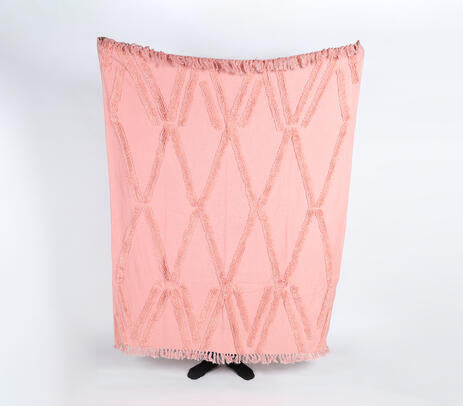 Chunky Pastel Cotton Tasseled Throw