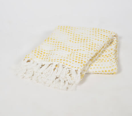 Handwoven Textured Throw with Tasseled Border