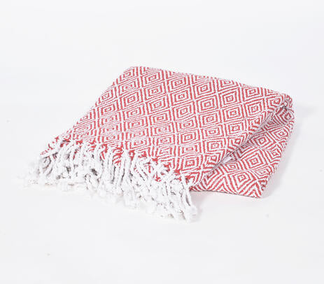 Handwoven Cotton Geometric Tasseled Throw