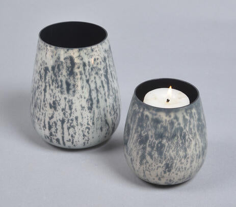 Monochrome Textured Glass Votives (Set of 2)