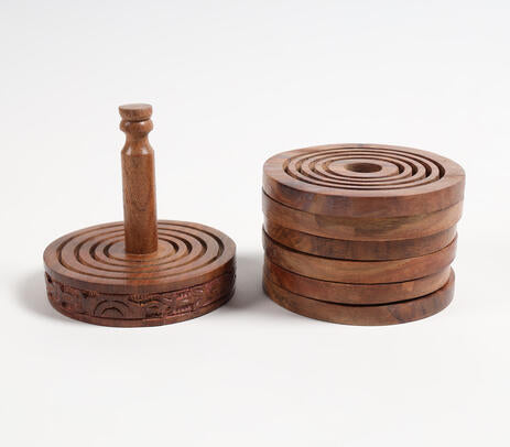 Classic Wooden Round Coasters (Set of 6)