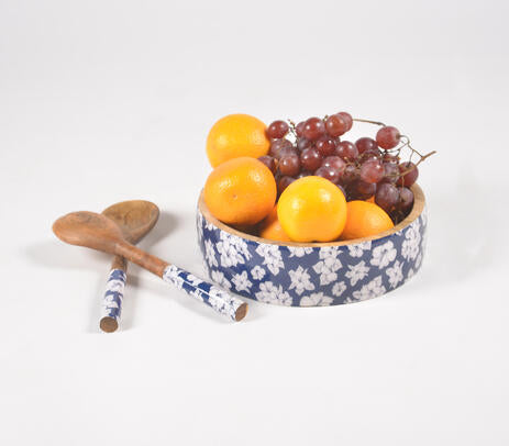 Hibiscus Enamelled Bowl & Servers set