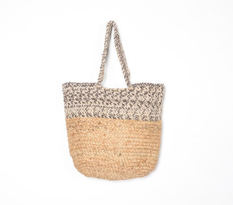 Hand Braided Jute & Cotton Tote Bag