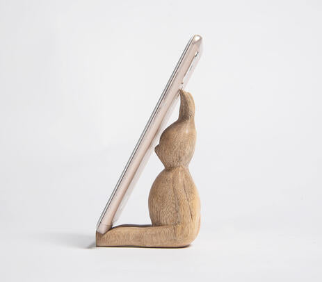 Hand Cut Mango Wood Rabbit Mobile holder